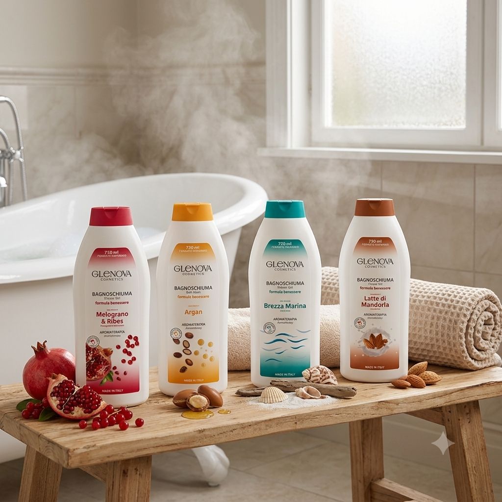 Kit Bagnoschiuma Glenova Cosmetics 750ml – 4 Profumazioni