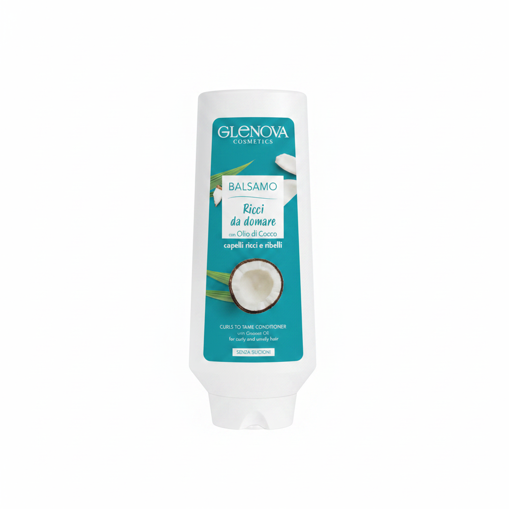 Glenova Cosmetics Balsamo Ricci da Domare Olio di Cocco - sfondo bianco