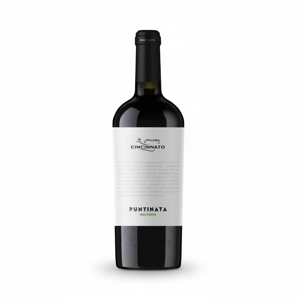 Bottiglia di Malvasia Puntinata Cincinnato IGT Lazio su sfondo bianco