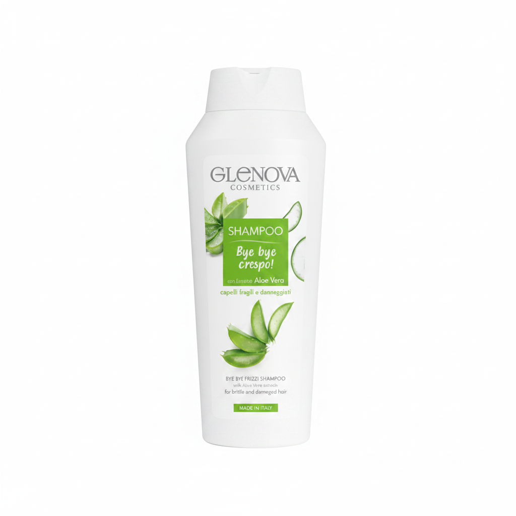 Glenova Cosmetics Shampoo Bye Bye Crespo Aloe Vera - sfondo bianco
