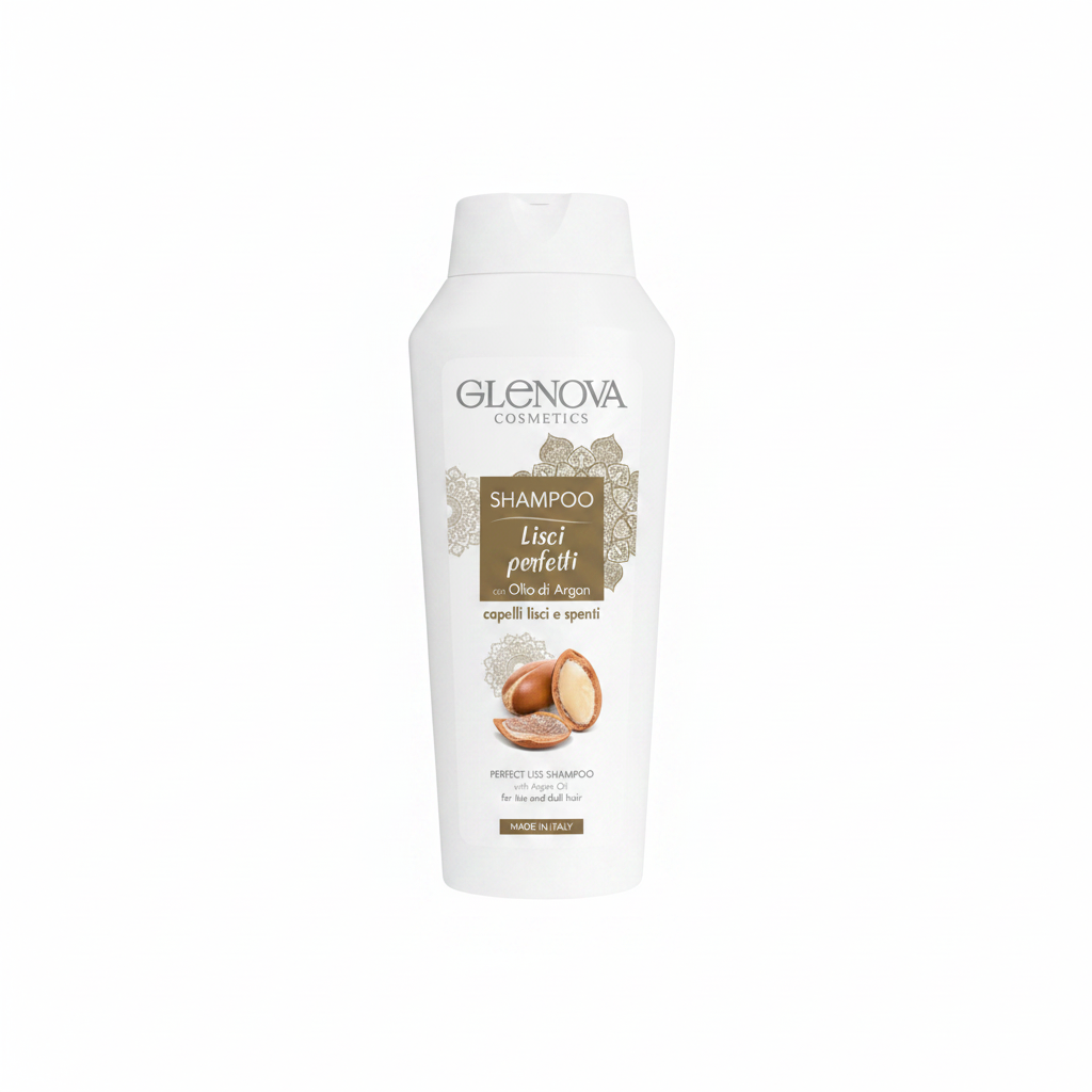 Glenova Cosmetics Shampoo Lisci Perfetti Olio di Argan - sfondo bianco