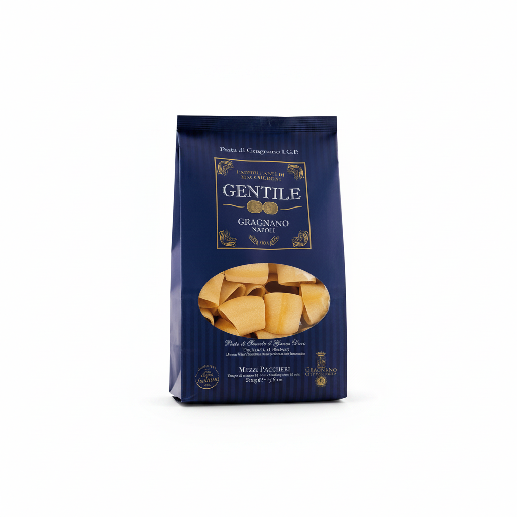 Pasta Gentile Mezzi Paccheri Gragnano IGP 500g - sfondo bianco